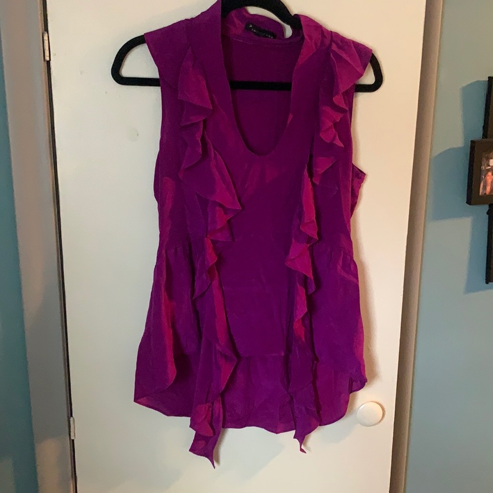 F21 Purple Ruffle HiLo Blouse
